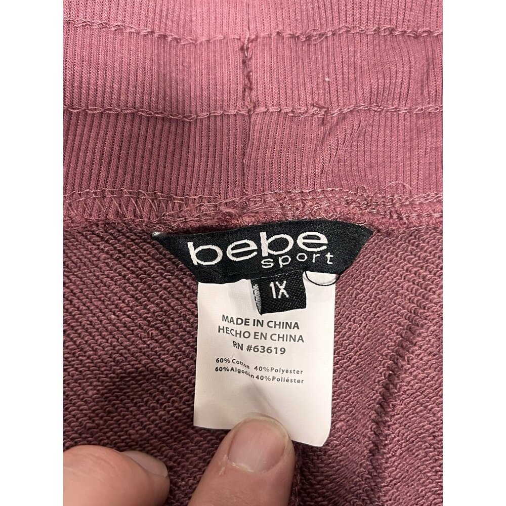 Bebe Sport Women’s Mesh Trim Joggers 1X Antique Rose NWT - Picture 3 of 12